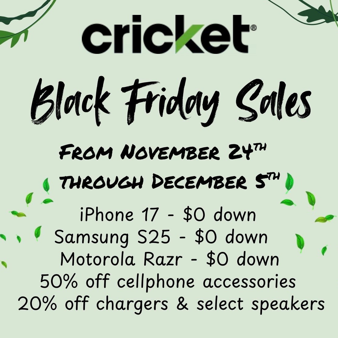 Cricket Black Friday Sales icon